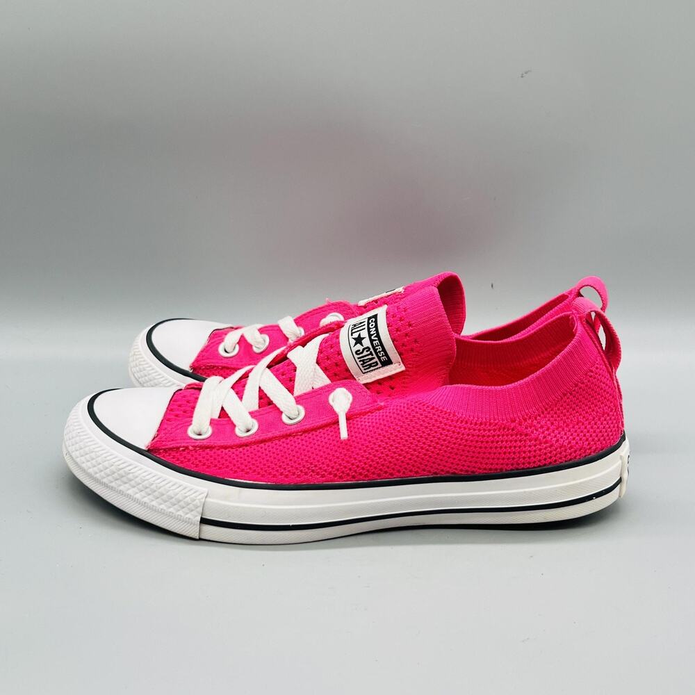 Converse Shoes Women 8.5 Pink Knit Chuck Taylor All Star Low Top Sneaker Walking - Picture 4 of 11